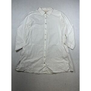 Honest Cotton White Button Up Shirt Dress One Size EUC